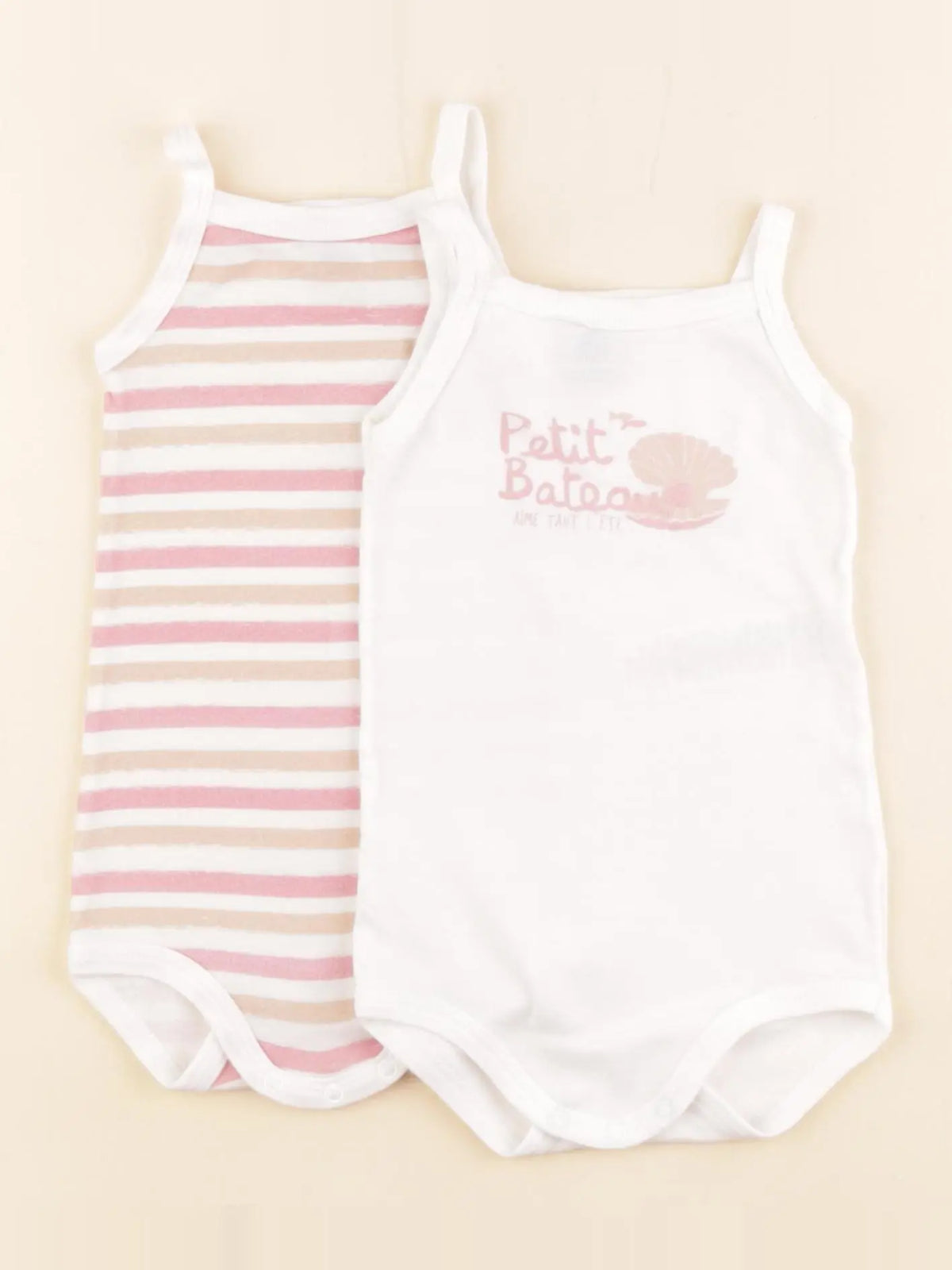 Petit Bateau - lot de 2 bodies en coton blanc, rose - 9 mois