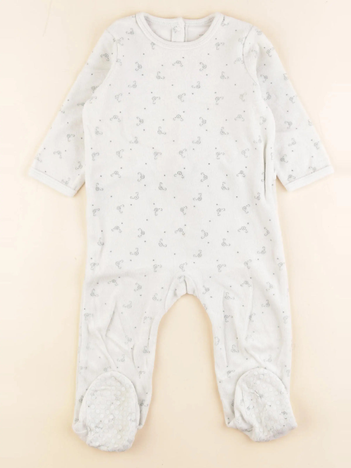 Vertbaudet - pyjama velours blanc - 18 mois
