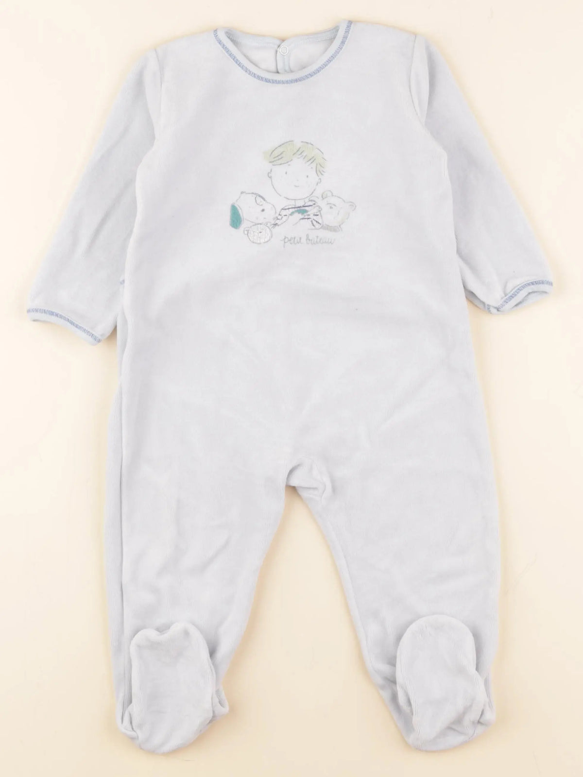 Petit Bateau - pyjama velours bleu - 18 mois