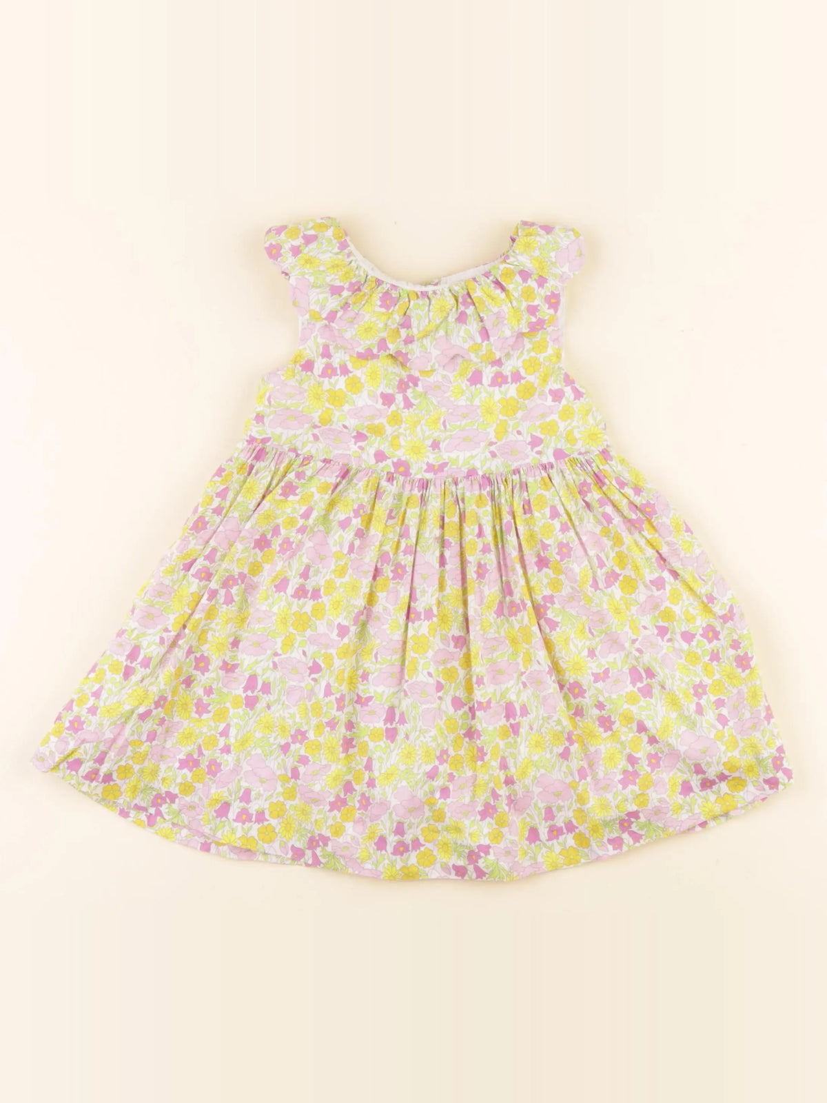 Jacadi - robe liberty jaune, rose - 18 mois