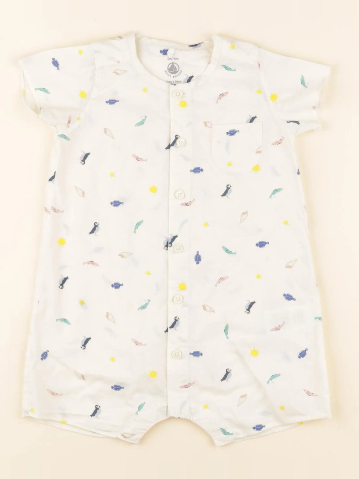 Petit Bateau - combinaison beige - 12 mois
