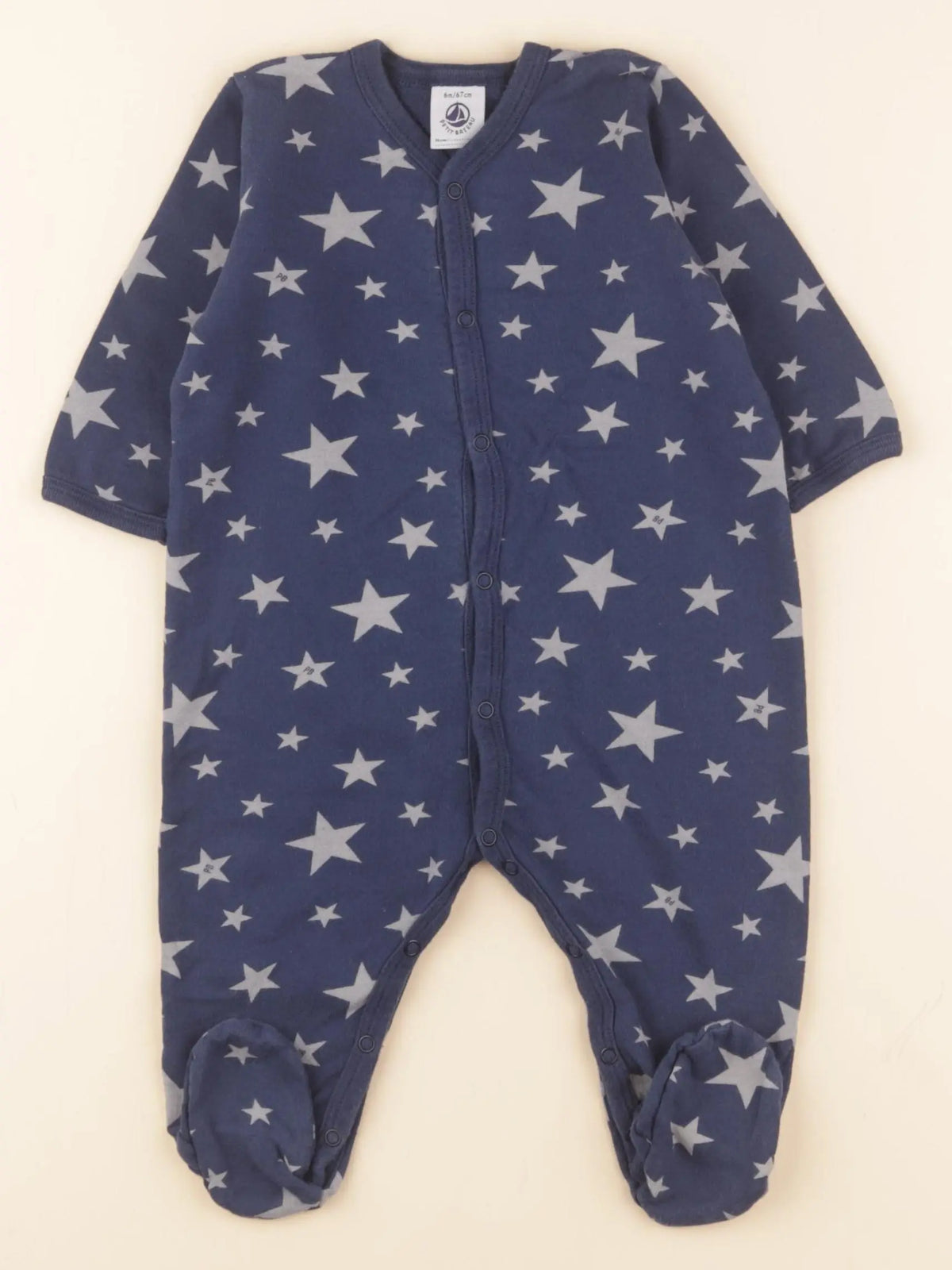 Petit Bateau - pyjama coton bleu - 6 mois