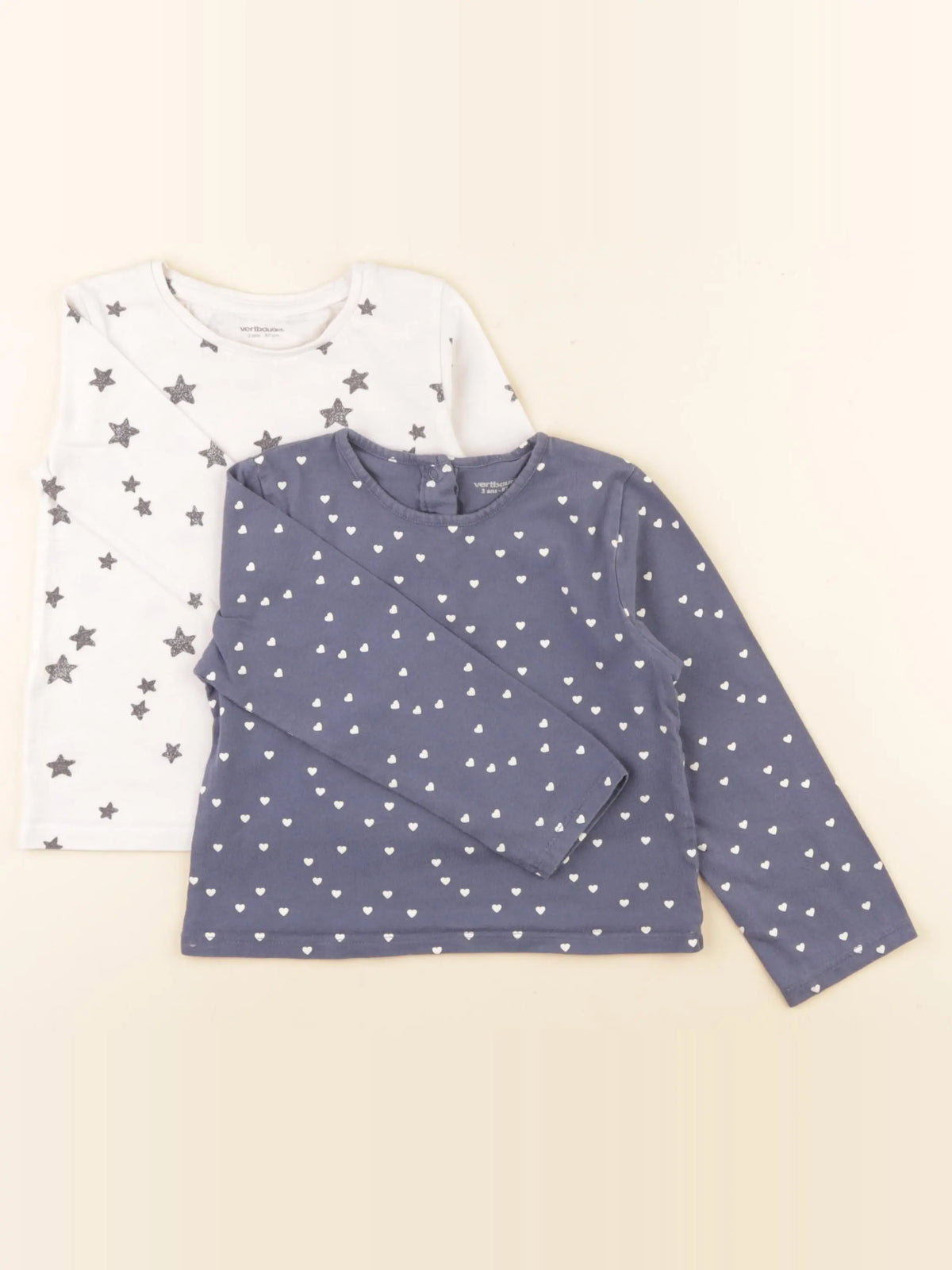 Vertbaudet - lot de 2 tee-shirts bleu, blanc - 3 ans