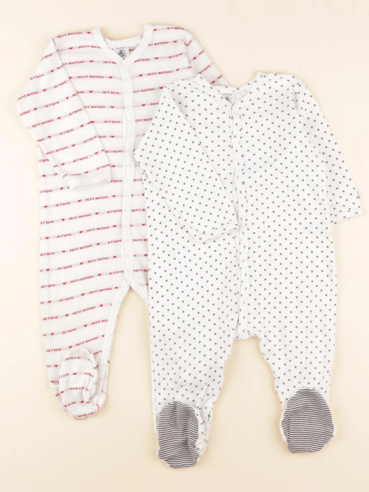 Petit Bateau - pyjama coton blanc - 12 mois