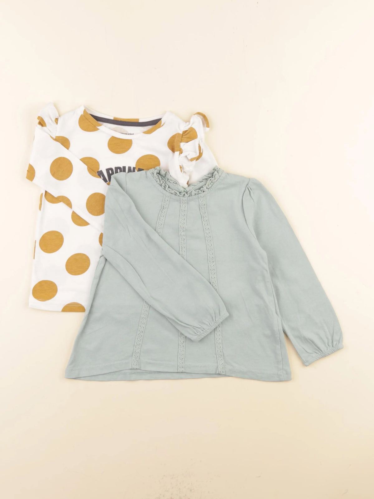 Vertbaudet - lot de 2 tee-shirts jaune, vert - 2 ans