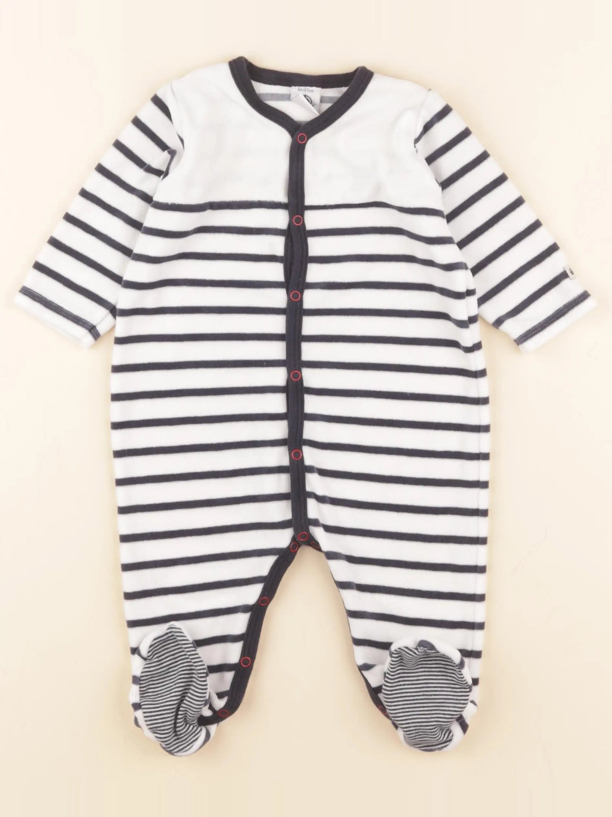 Petit Bateau - pyjama velours blanc - 6 mois