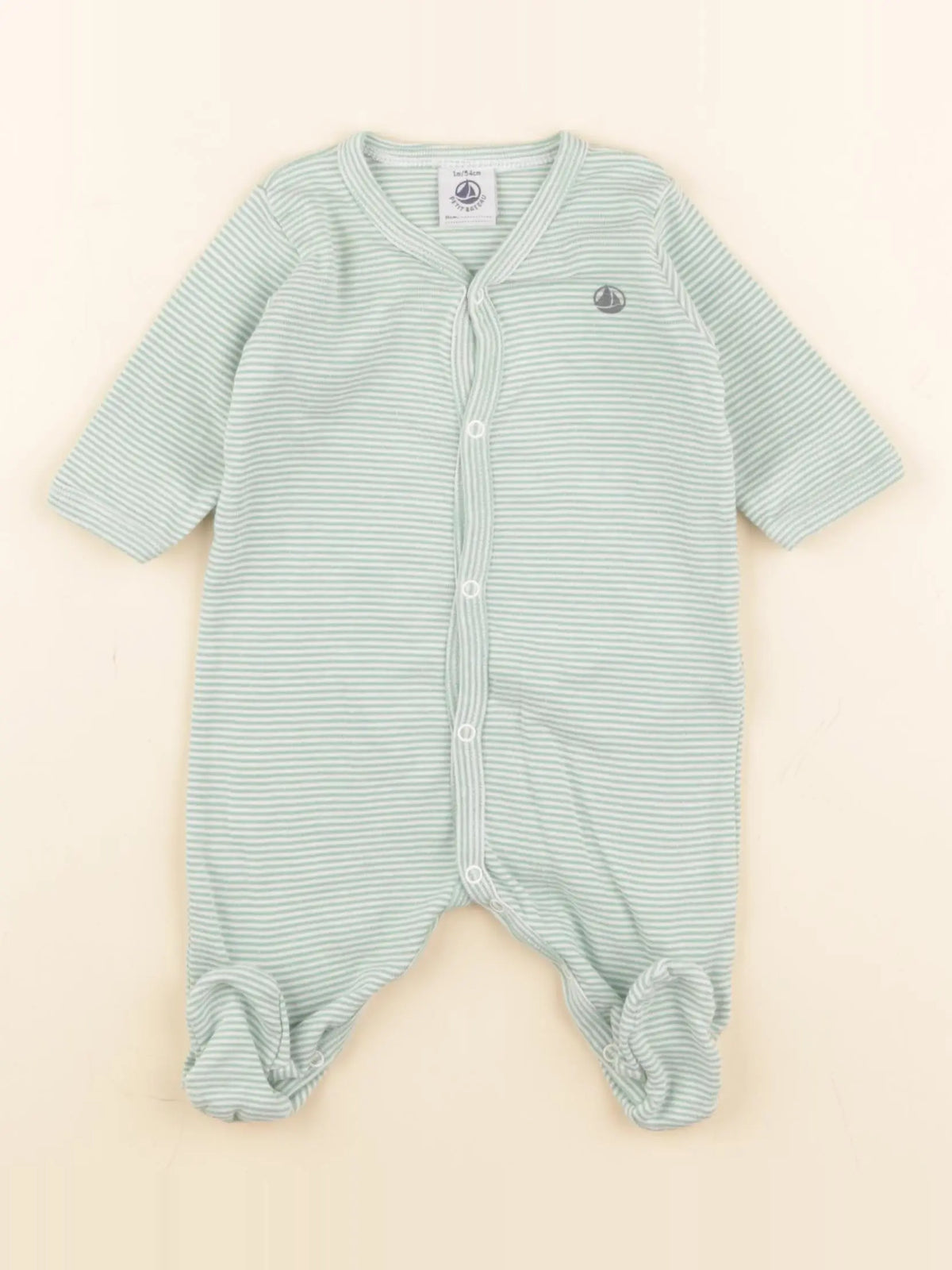 Petit Bateau - pyjama coton vert - 1 mois