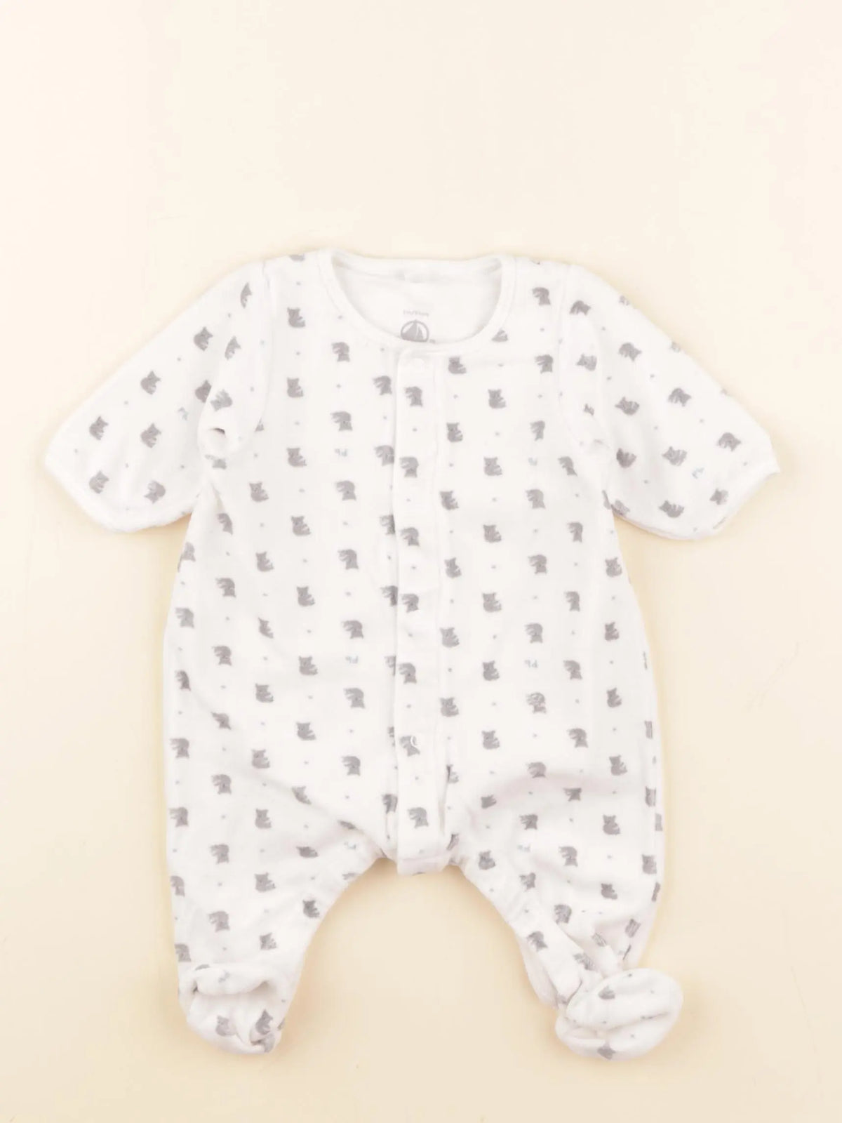 Petit Bateau - pyjama velours blanc - 1 mois