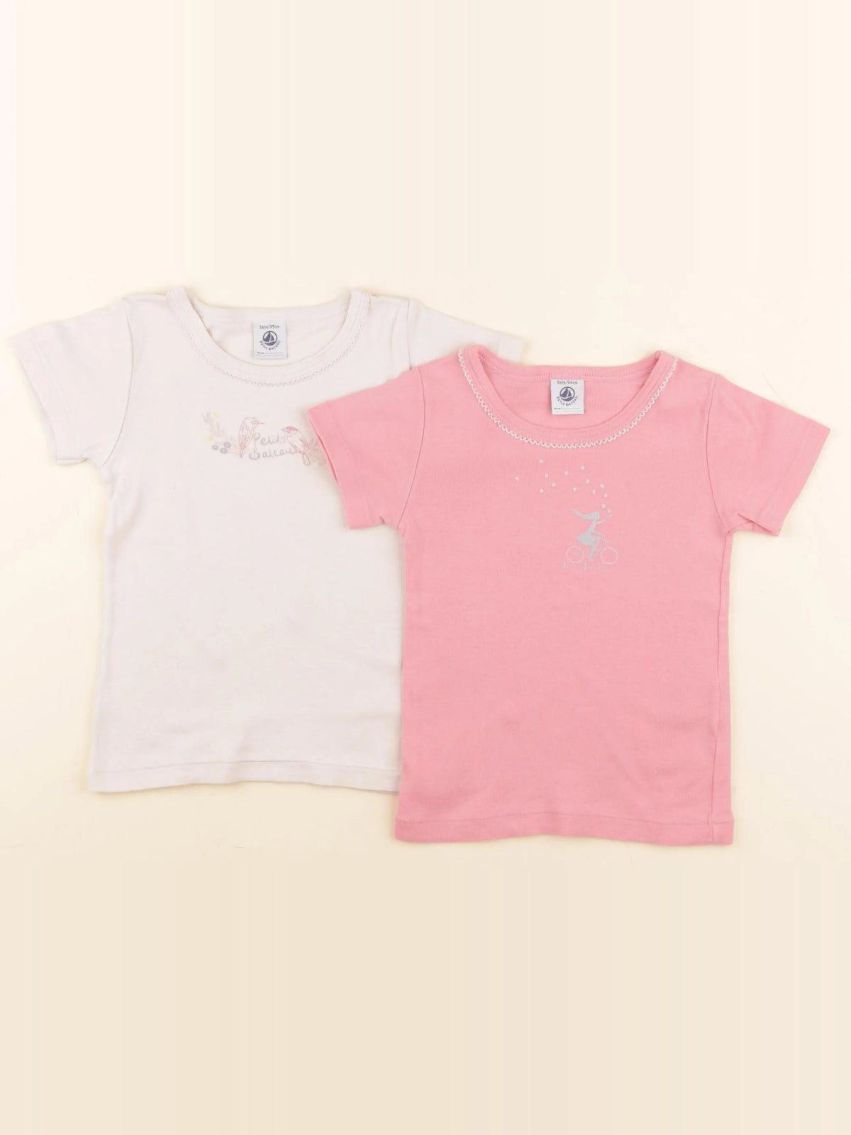 Petit Bateau - lot de 2 maillots de corps rose - 3 ans