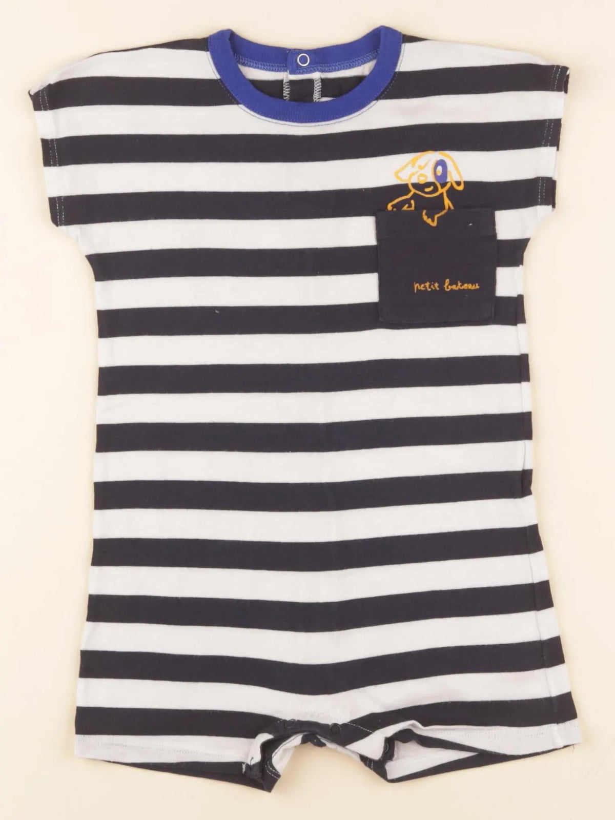 Petit Bateau - pyjama coton blanc, bleu - 18 mois