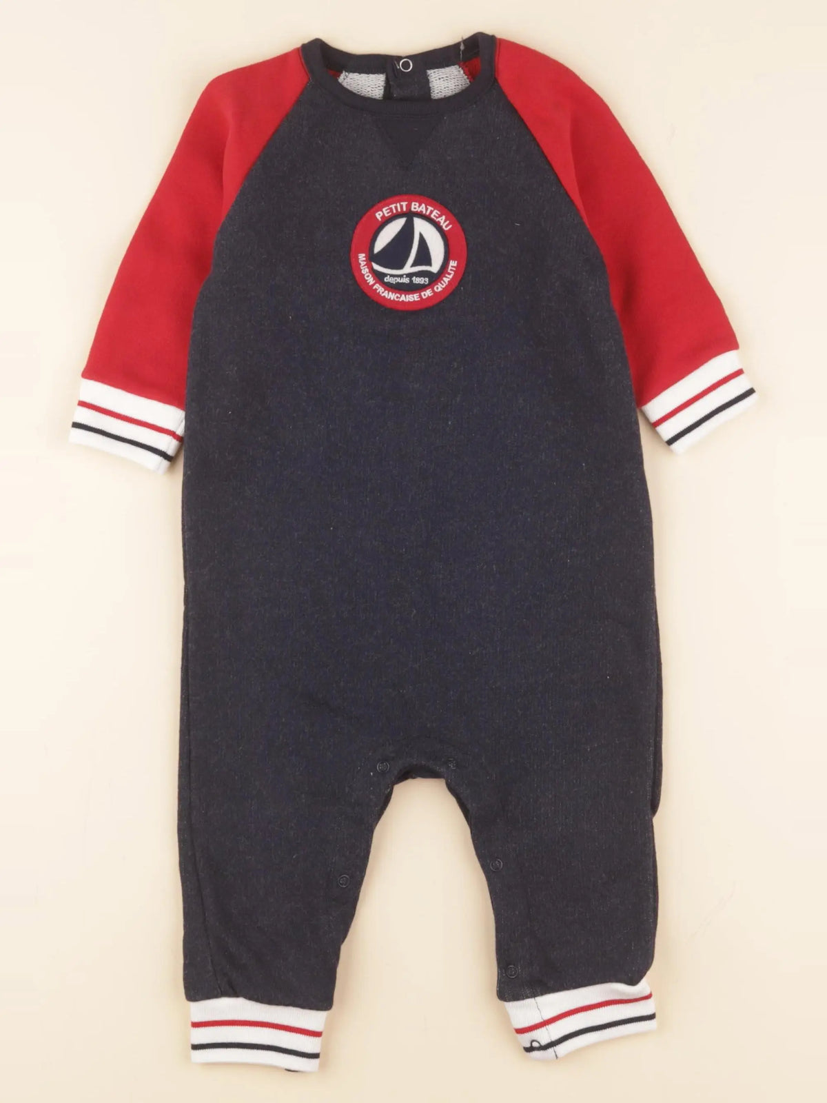 Petit Bateau - combinaison bleu, rouge - 12 mois