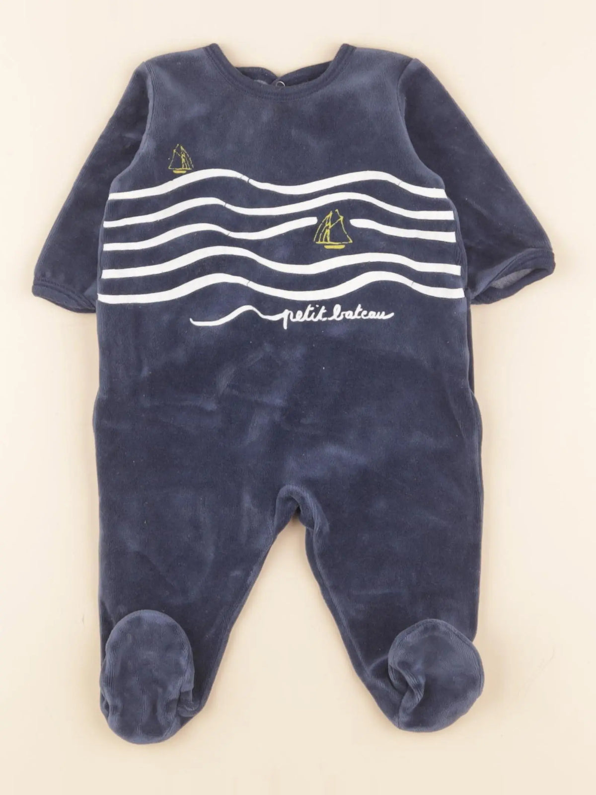Petit Bateau - pyjama velours bleu - 3 mois