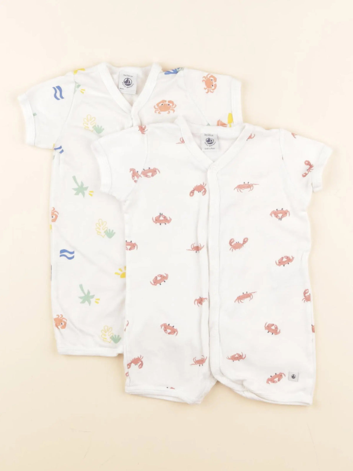 Petit Bateau - lot de 2 pyjamas coton blanc - 3 mois