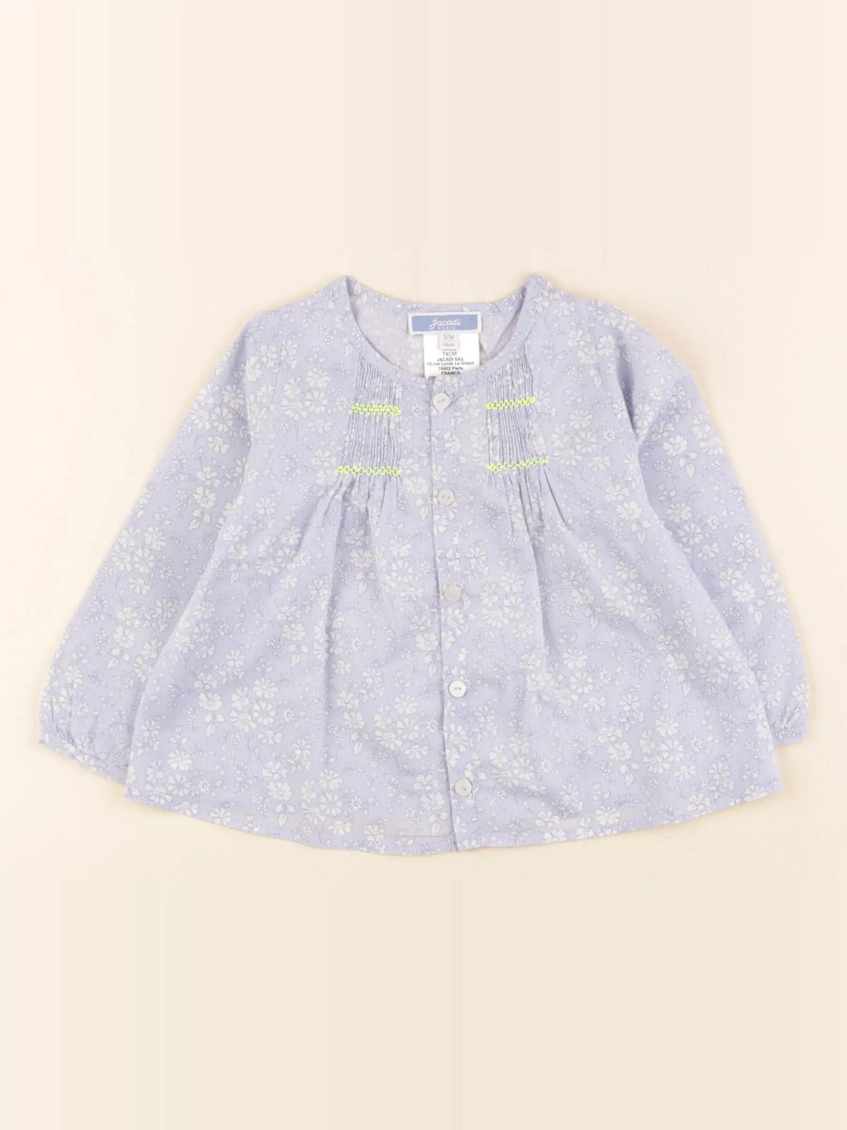 Jacadi - blouse liberty bleu, blanc - 12 mois