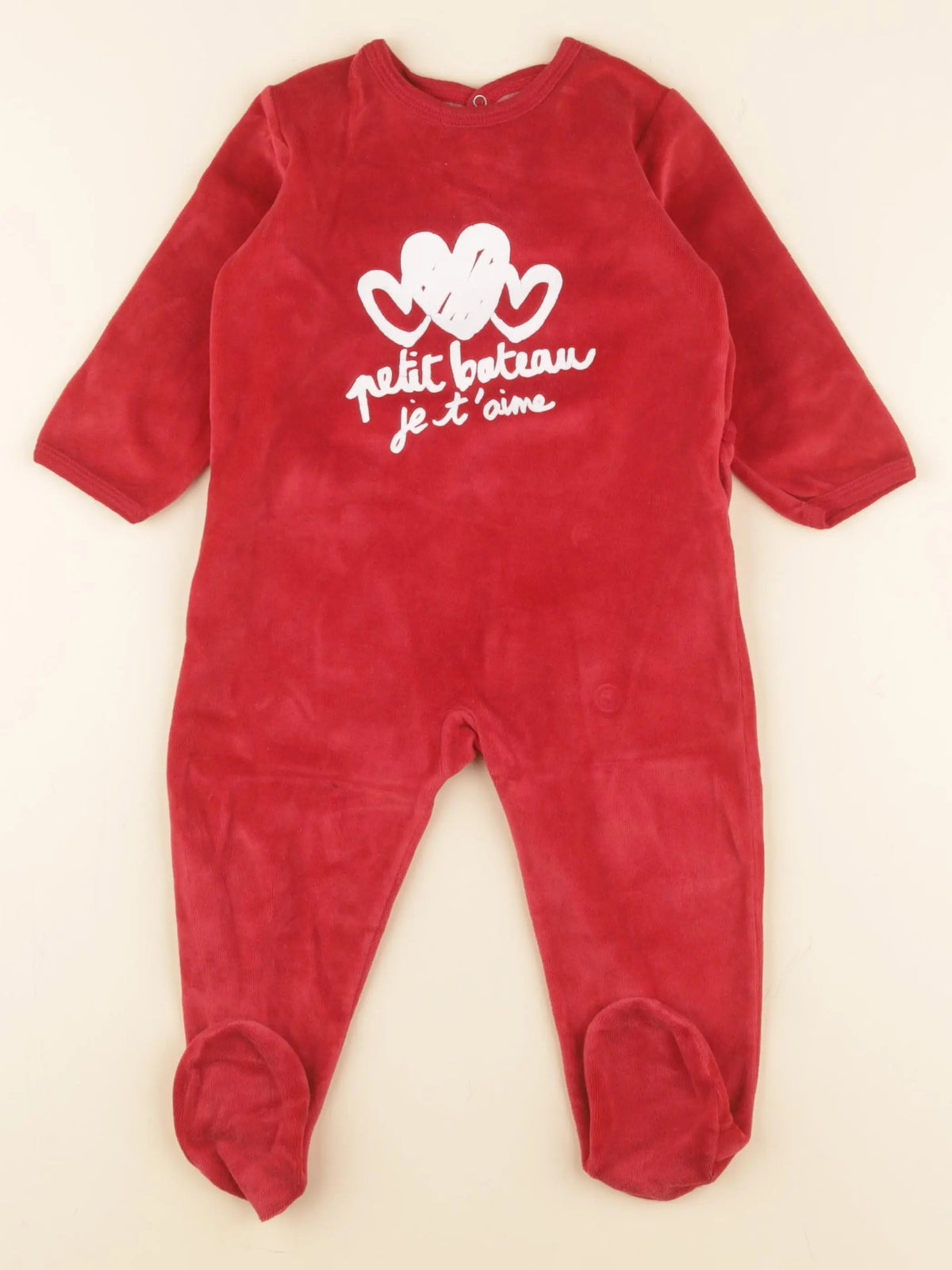 Petit Bateau - pyjama velours rouge - 18 mois