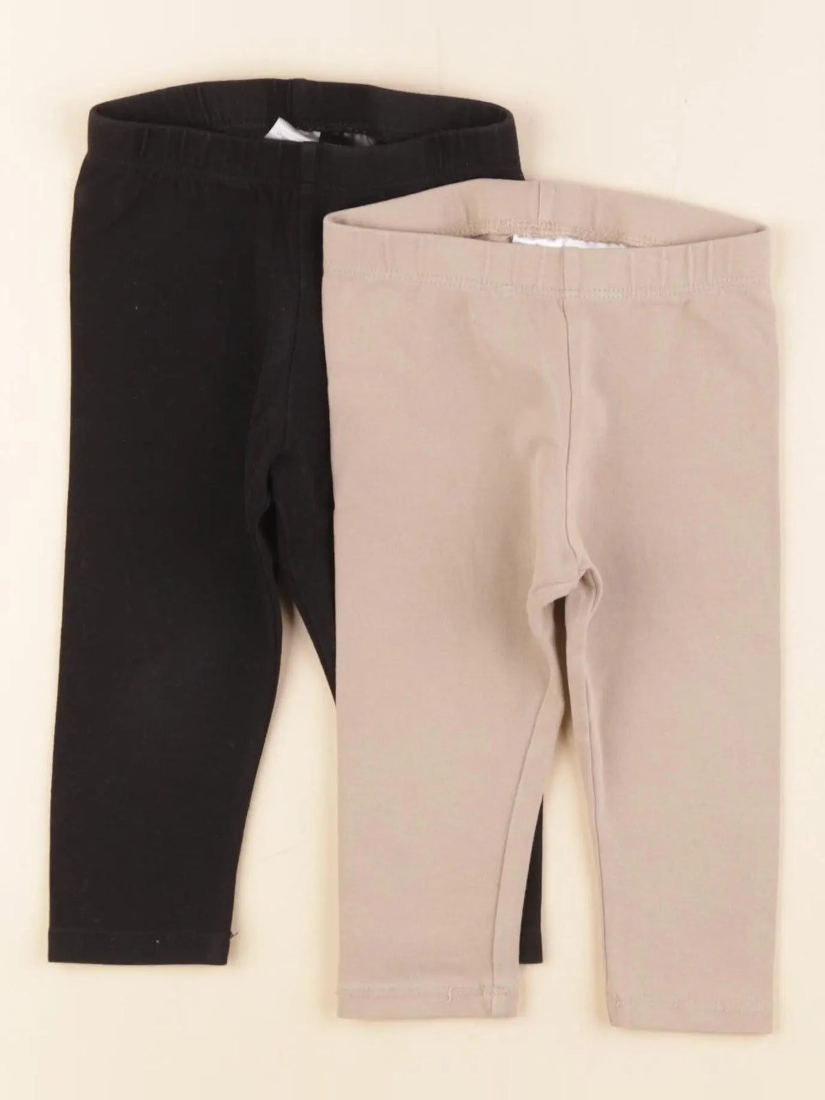 H&M - lot de 2 leggings noir, beige - 6/9 mois