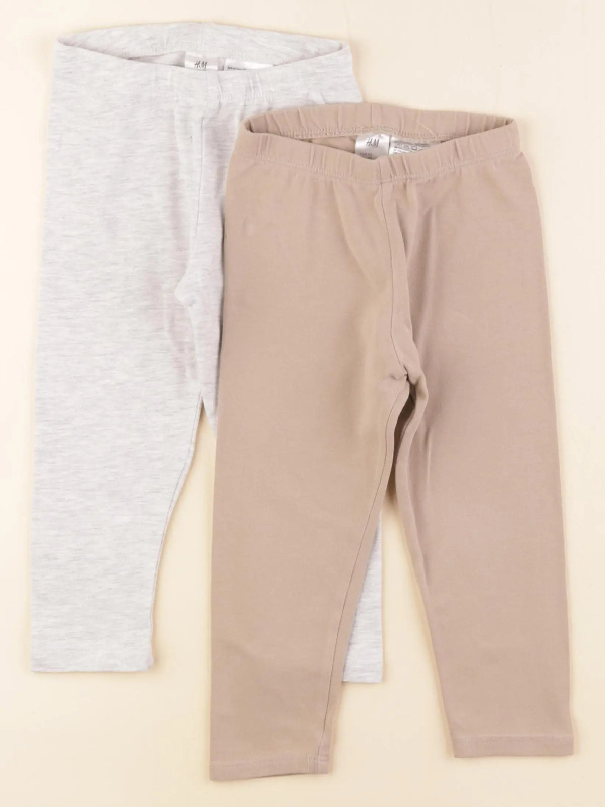 H&M - lot de 2 leggings gris, beige - 18/24 mois