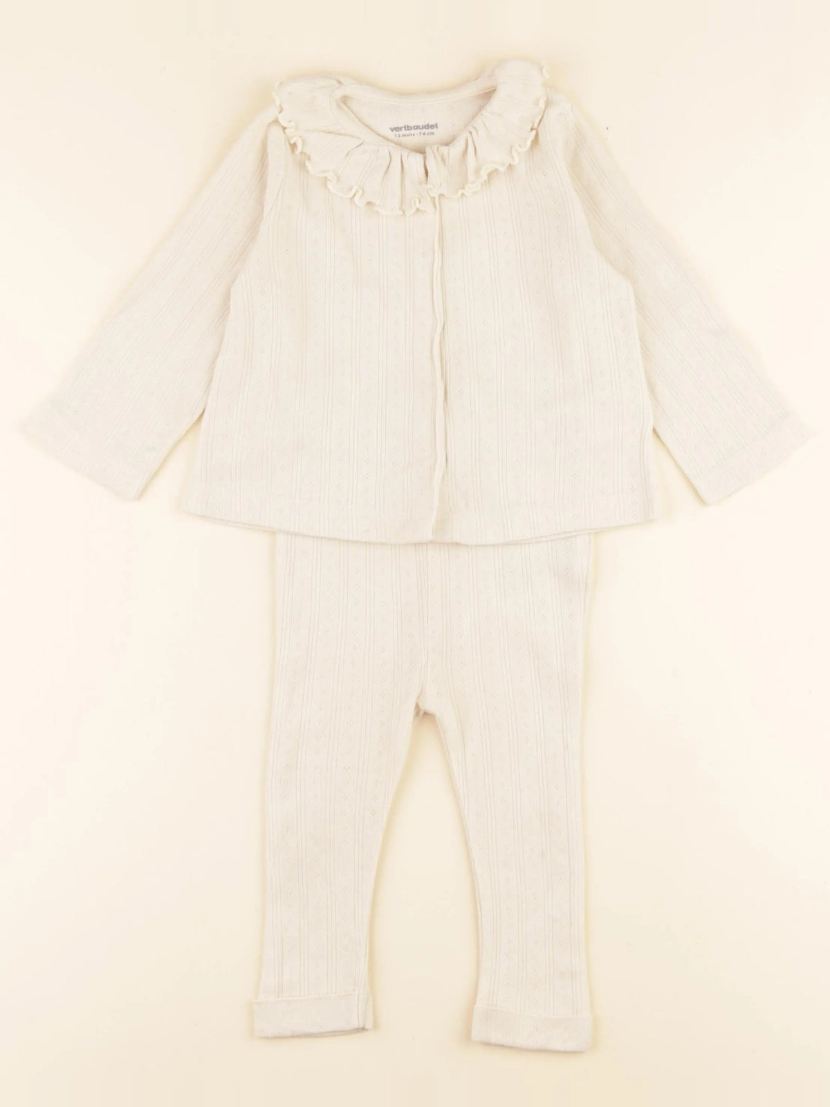 Vertbaudet - pyjama coton beige - 12 mois