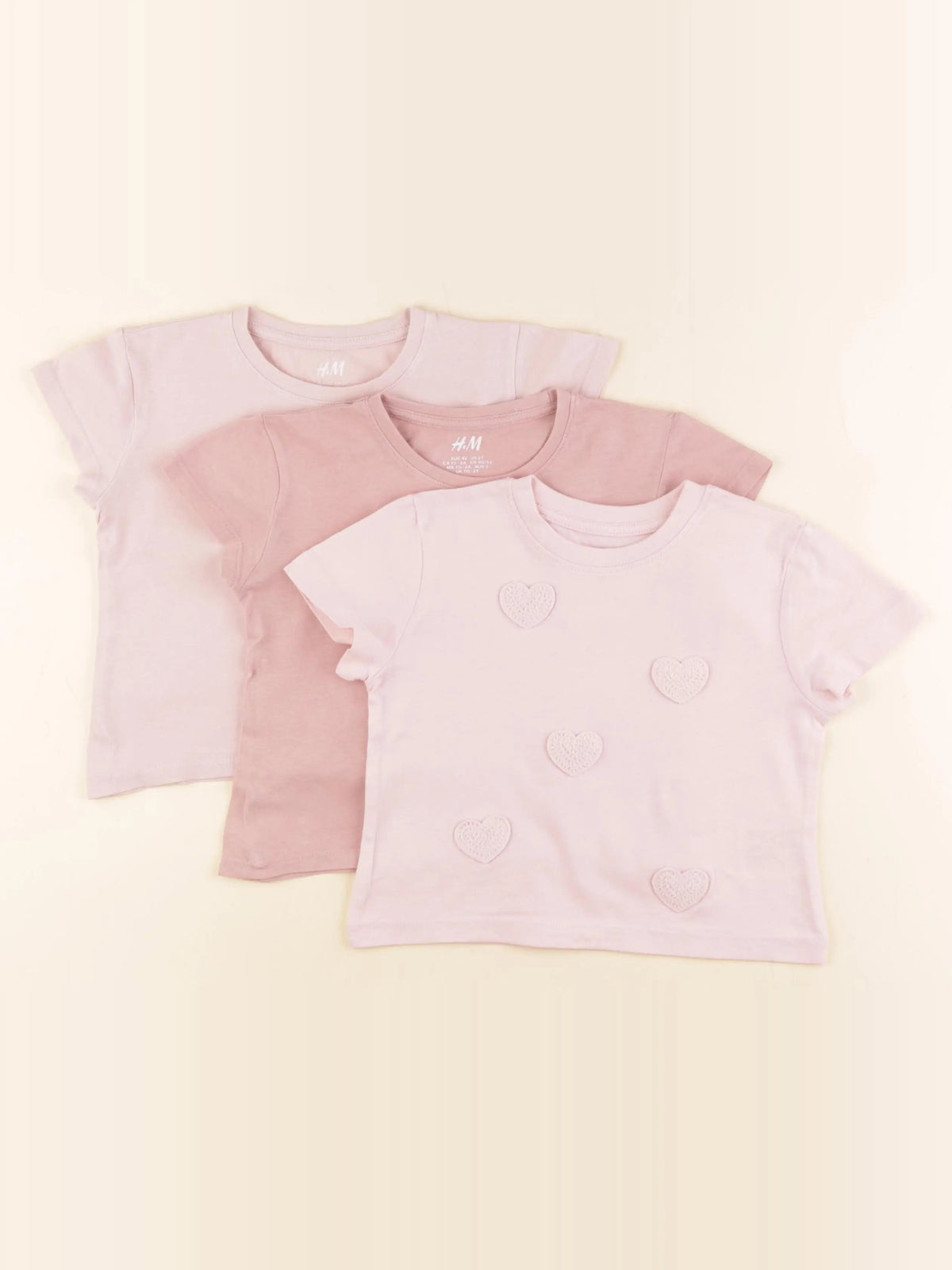 H&M - lot de 3 tee-shirts rose - 18/24 mois
