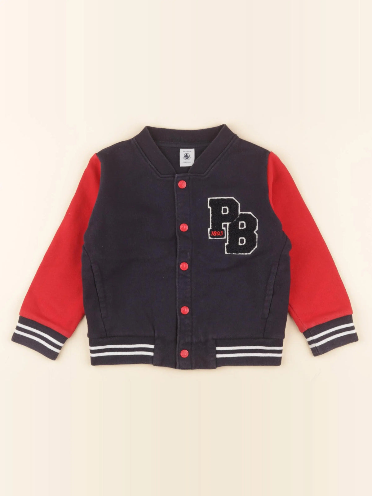 Petit Bateau - sweat bleu, rouge - 3 ans