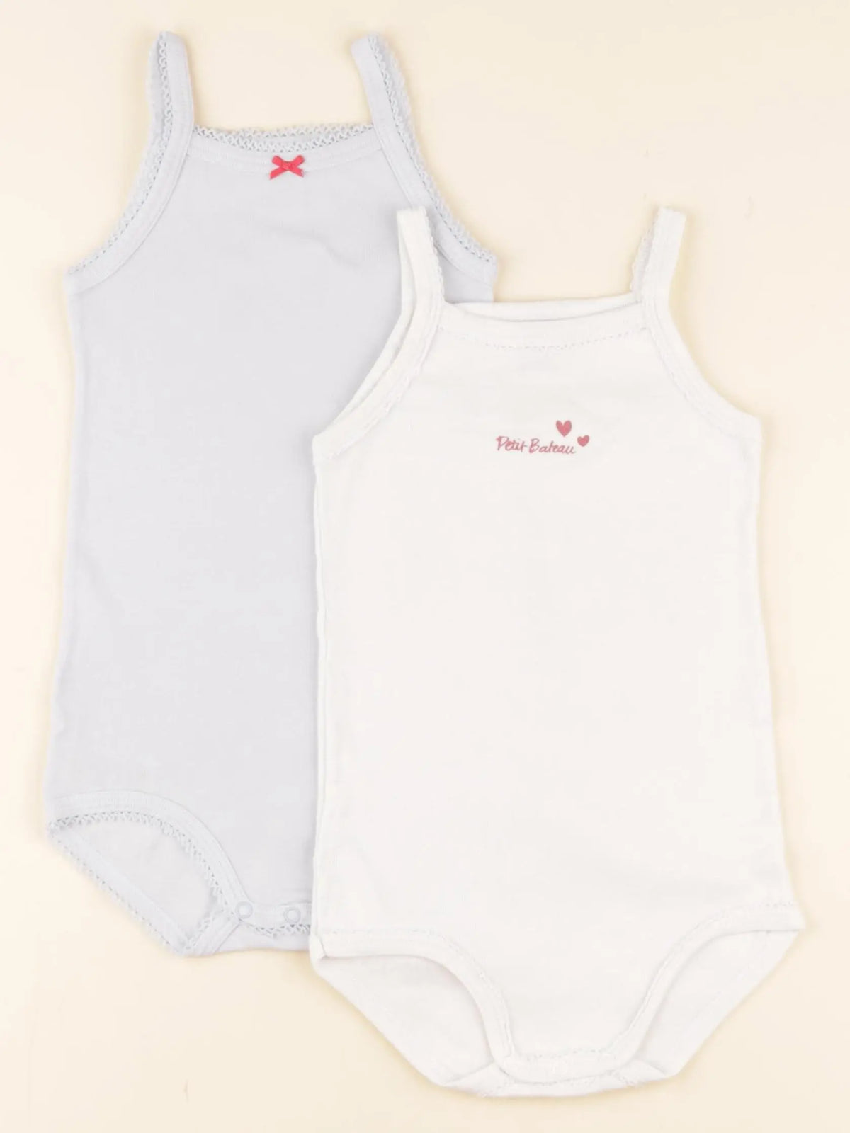 Petit Bateau - lot de 2 bodies en coton blanc, bleu - 24 mois