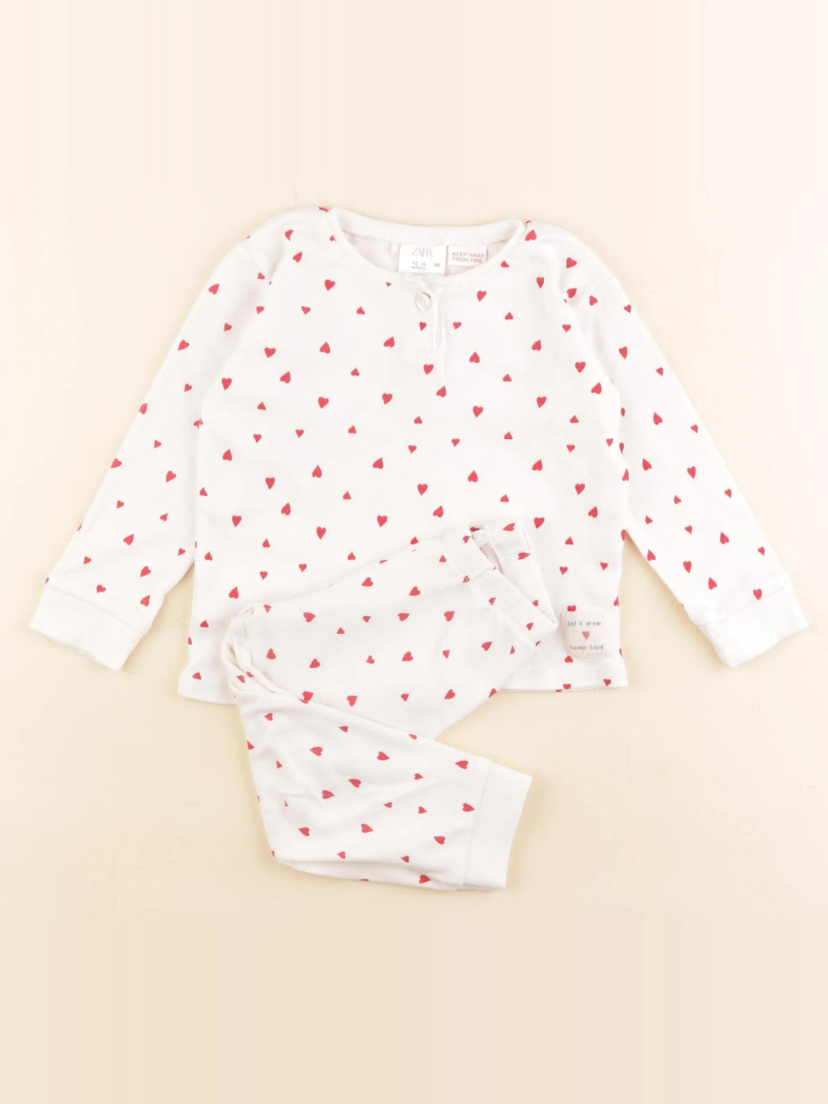 Zara - pyjama coton blanc, rouge - 12/18 mois