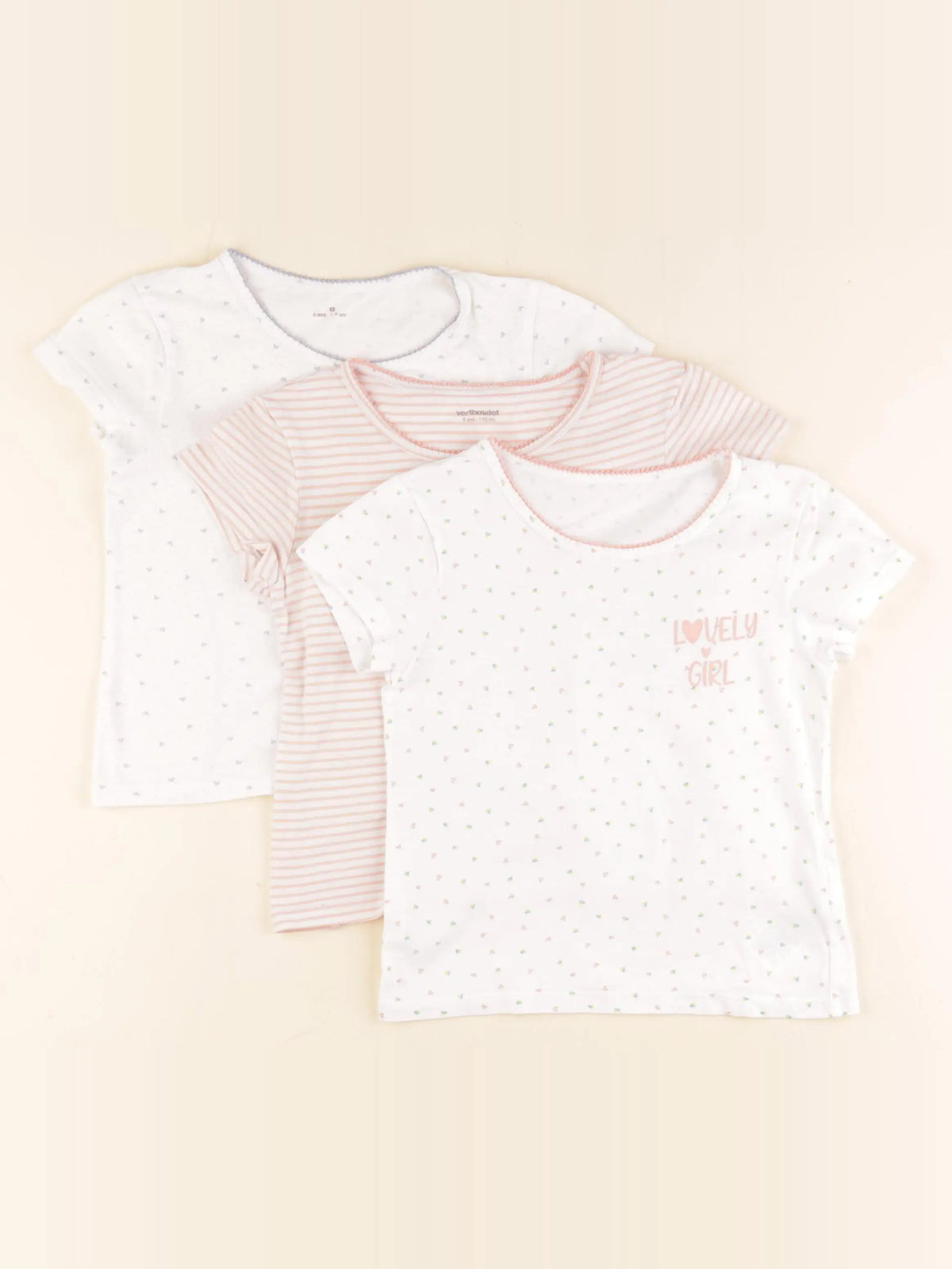 Vertbaudet - lot de 3 maillots de corps blanc, rose - 5 ans