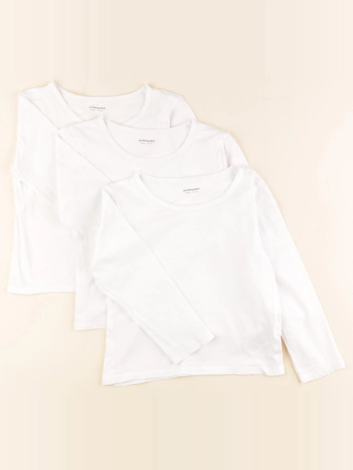 Vertbaudet - lot de 3 maillots de corps blanc - 5 ans