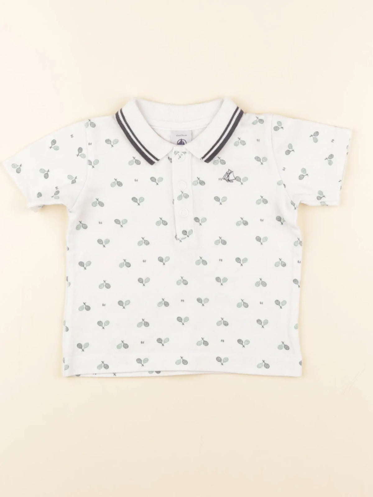 Petit Bateau - polo blanc - 12 mois