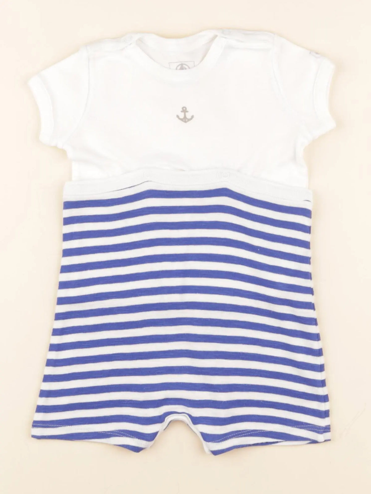 Petit Bateau - pyjama coton blanc, bleu - 6 mois
