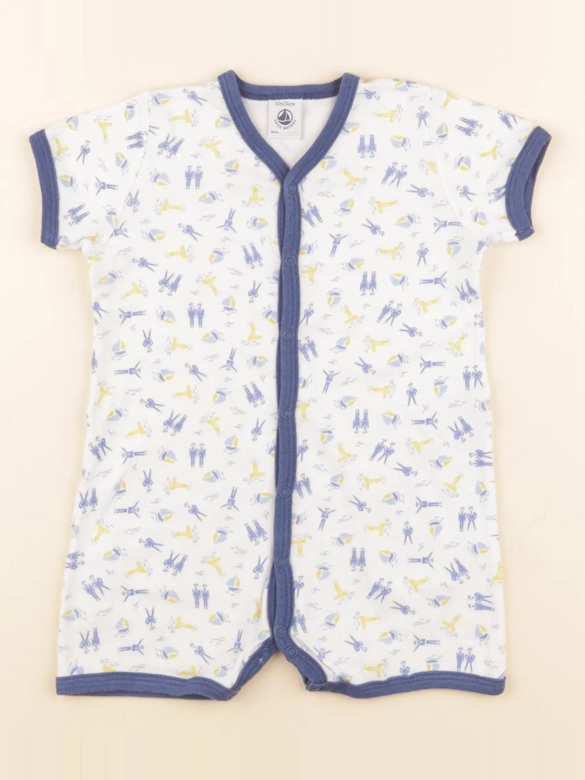 Petit Bateau - pyjama coton blanc - 12 mois