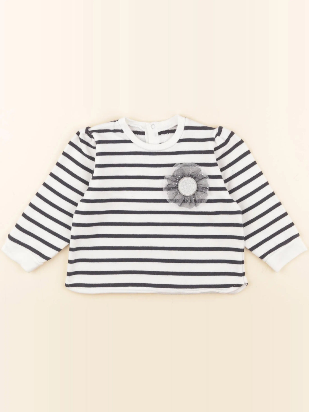 Petit Bateau - sweat blanc, bleu - 18 mois
