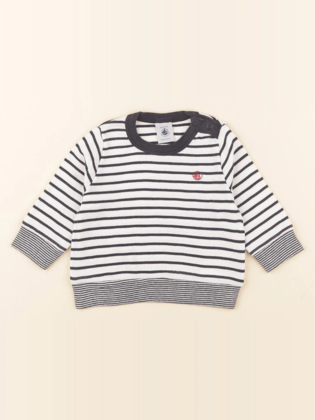 Petit Bateau - tee-shirt blanc, bleu - 6 mois