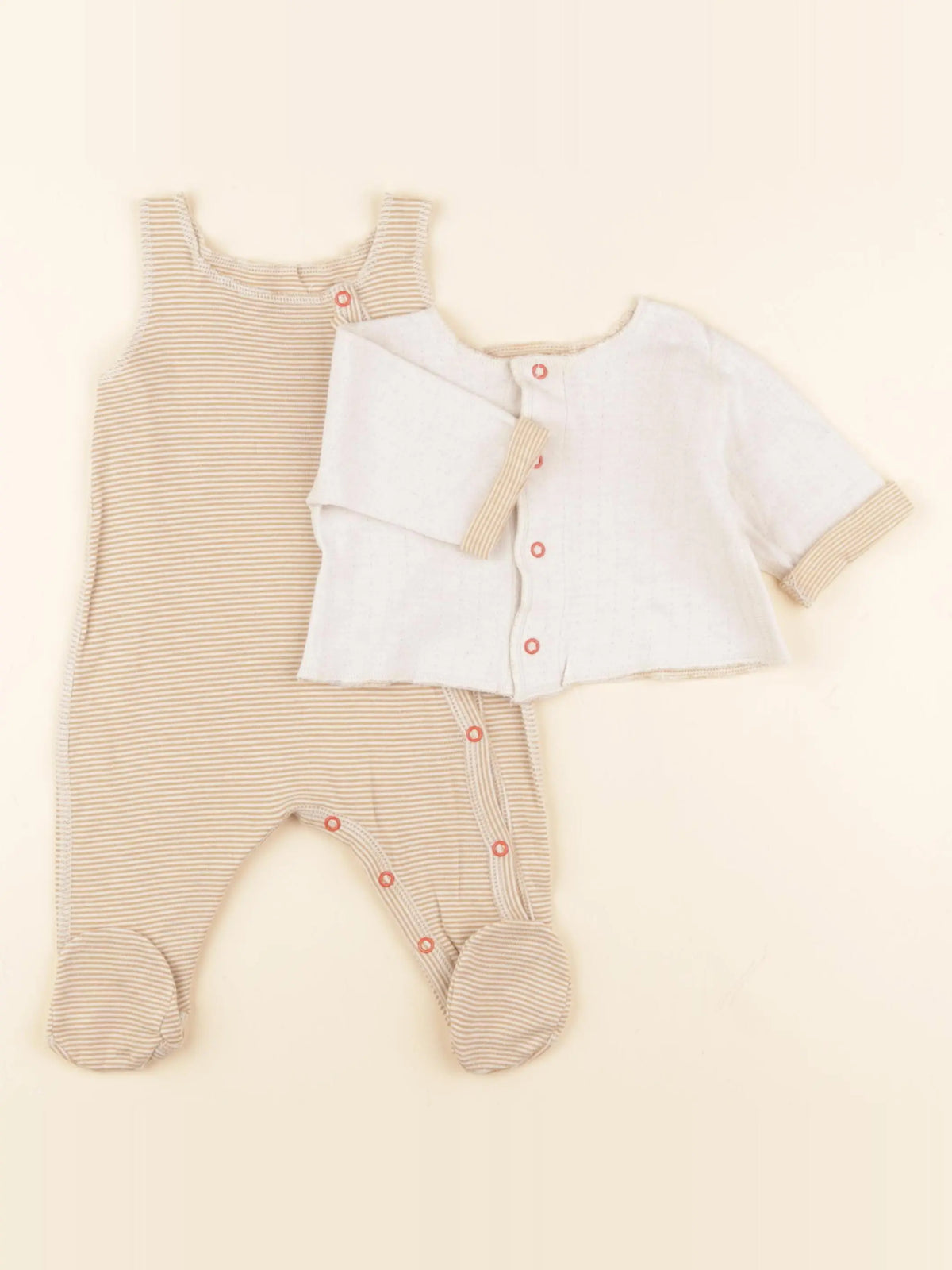 Petit Bateau - pyjama coton beige - 3 mois