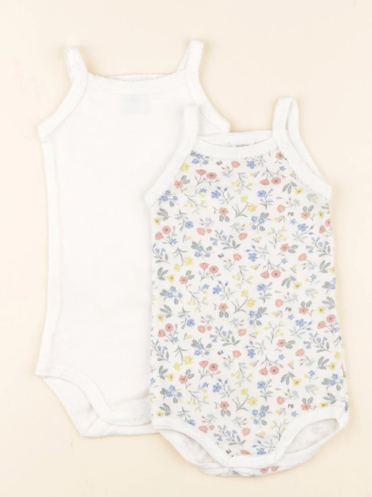 Petit Bateau - lot de 2 bodies en coton blanc - 6 mois