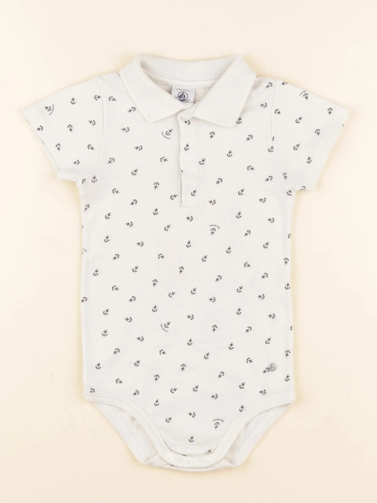 Petit Bateau - body à col blanc, bleu - 24 mois