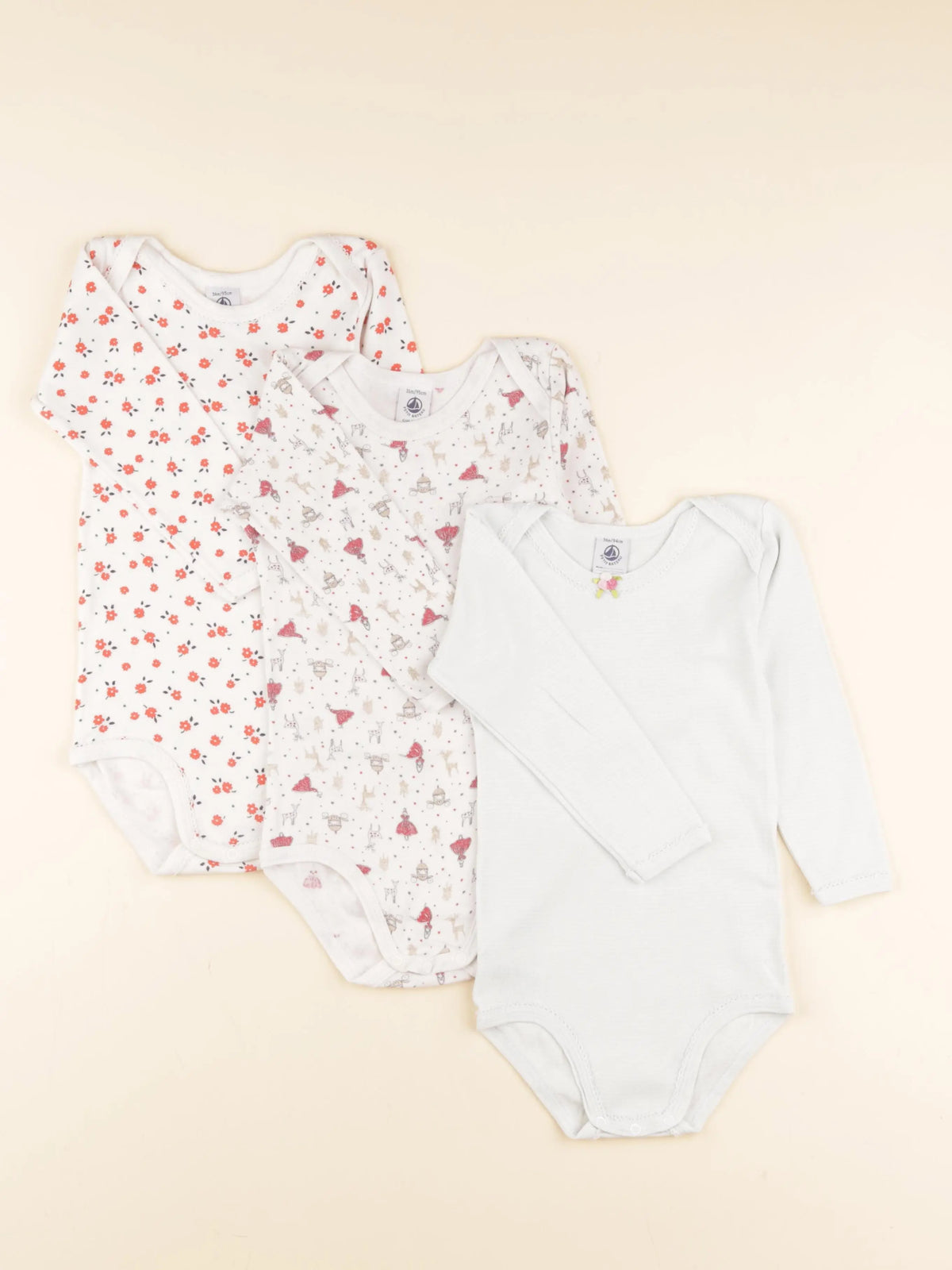 Petit Bateau - lot de 3 bodies en coton multicolore - 36 mois
