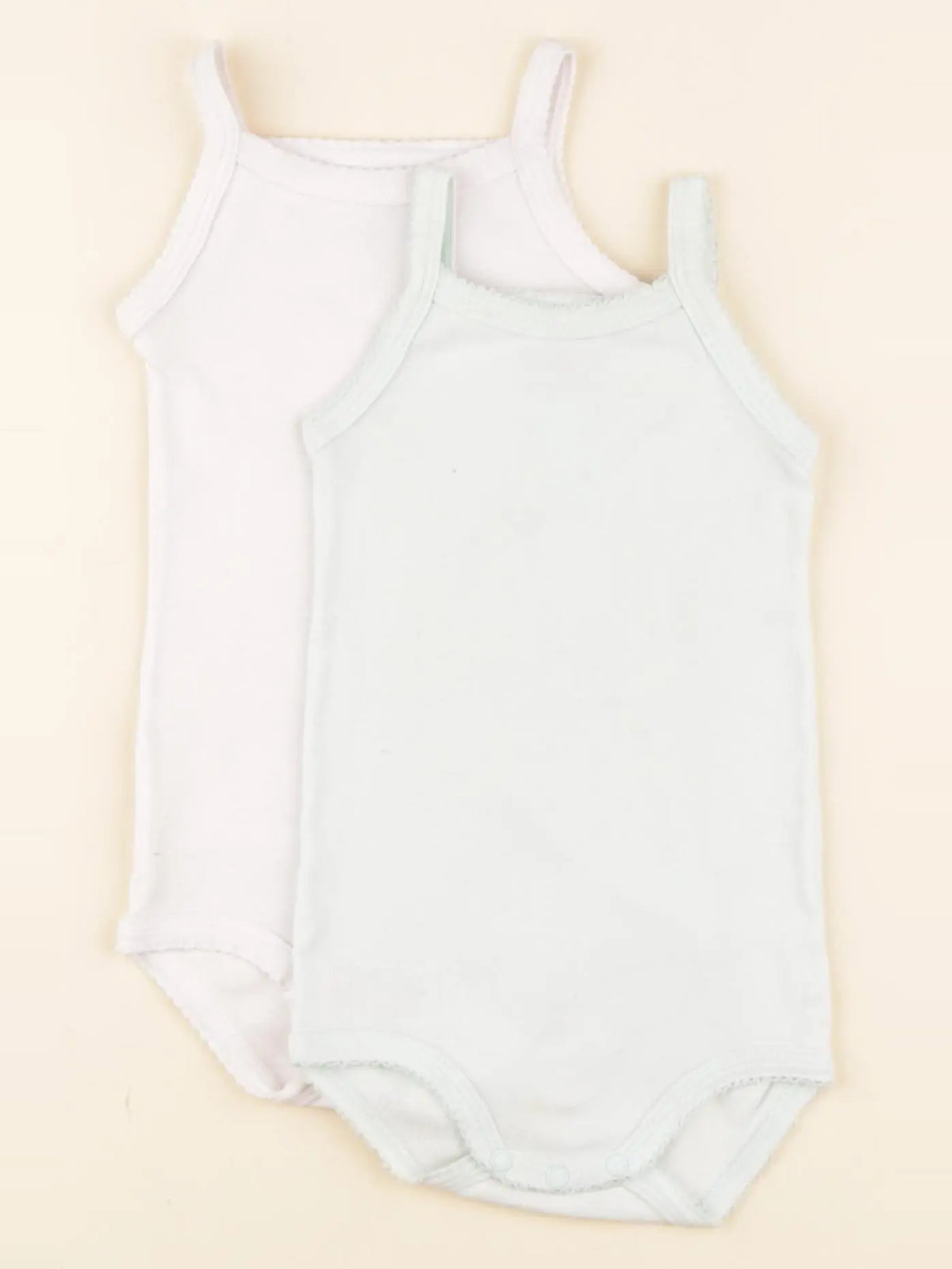 Petit Bateau - lot de 2 bodies en coton vert, blanc - 6 mois