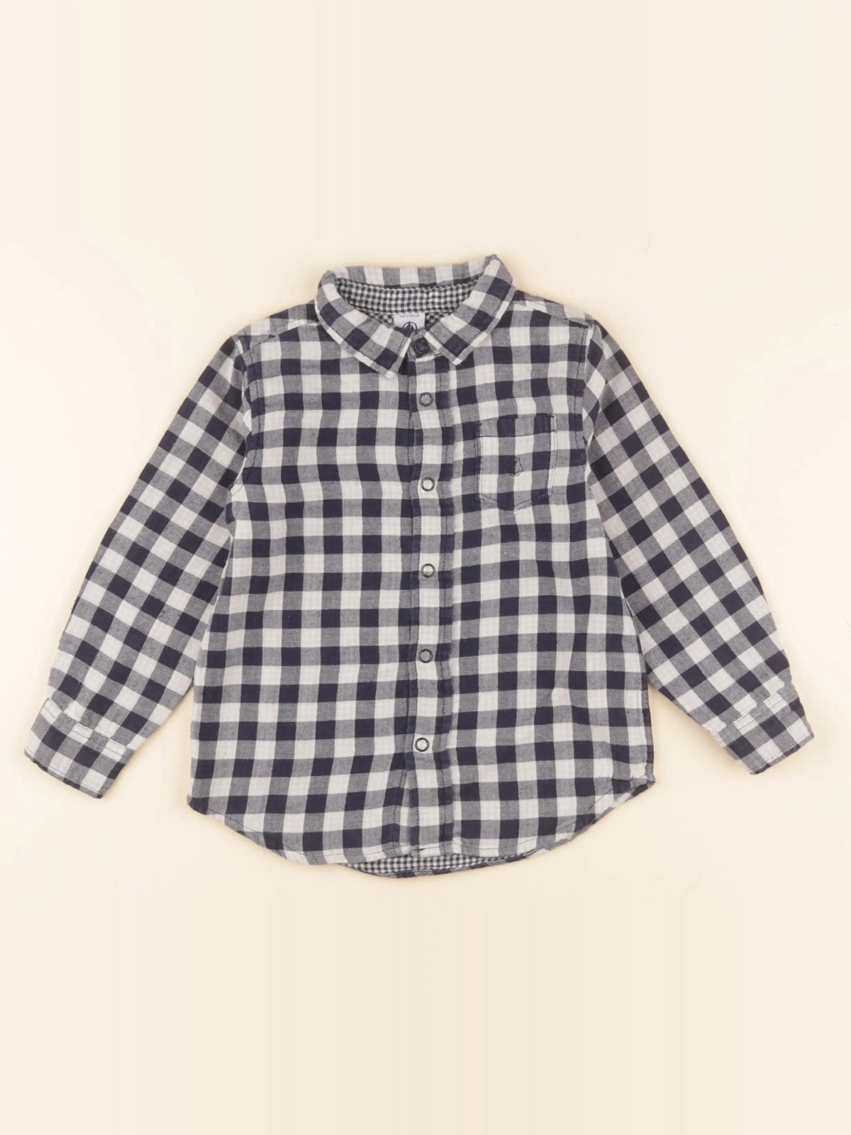 Petit Bateau - chemise bleu, beige - 4 ans