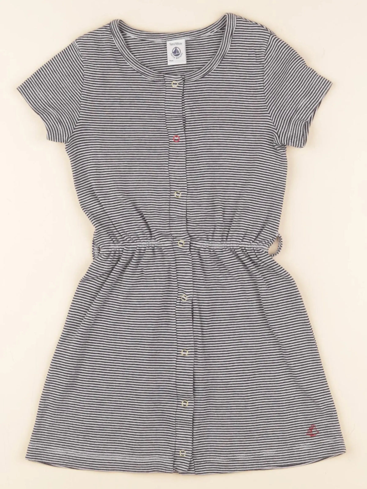 Petit Bateau - robe bleu, blanc - 5 ans