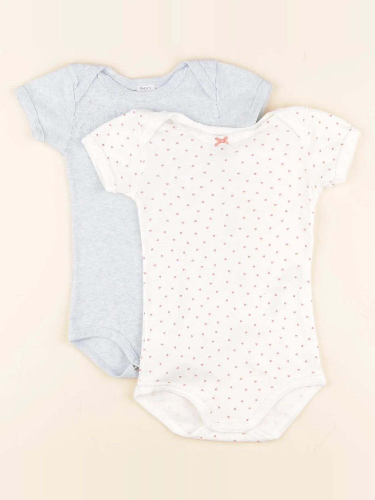 Petit Bateau - lot de 2 bodies en coton blanc, bleu - 12 mois