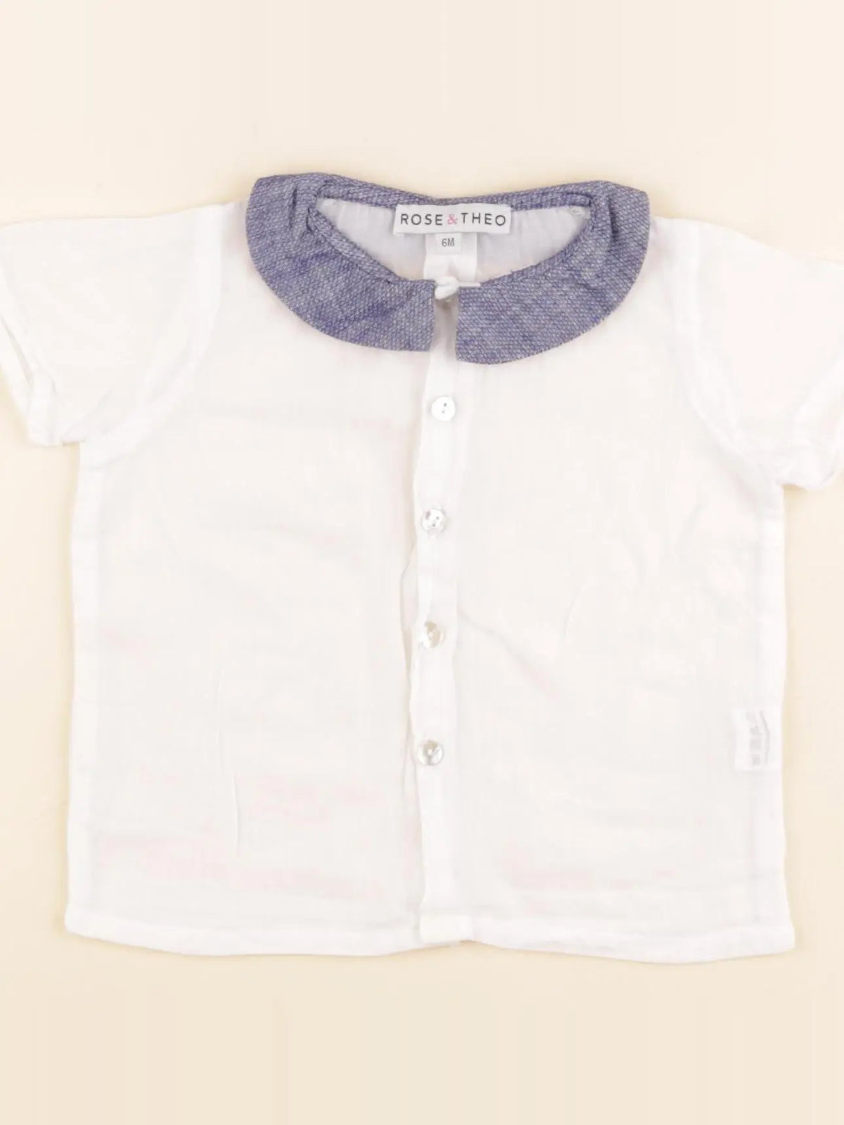 Rose et théo - blouse bleu - 6 mois