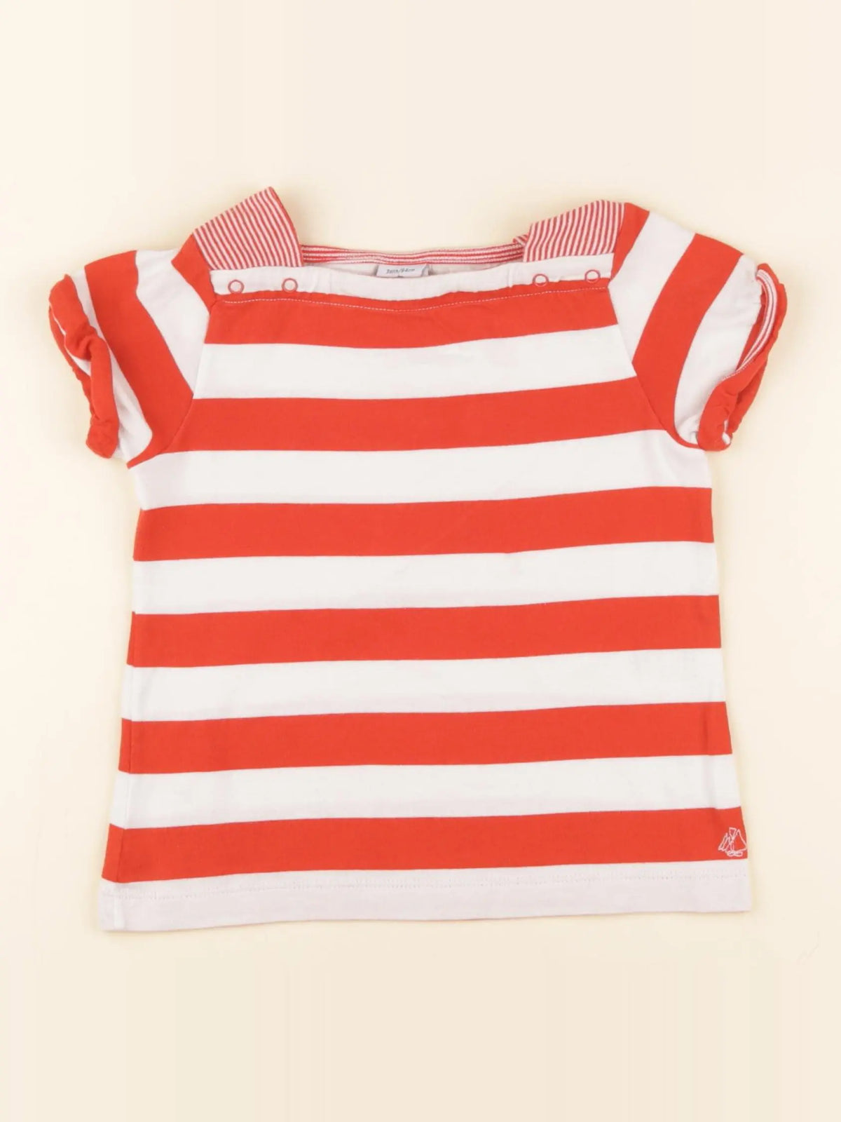 Petit Bateau - tee-shirt rouge, blanc - 3 ans