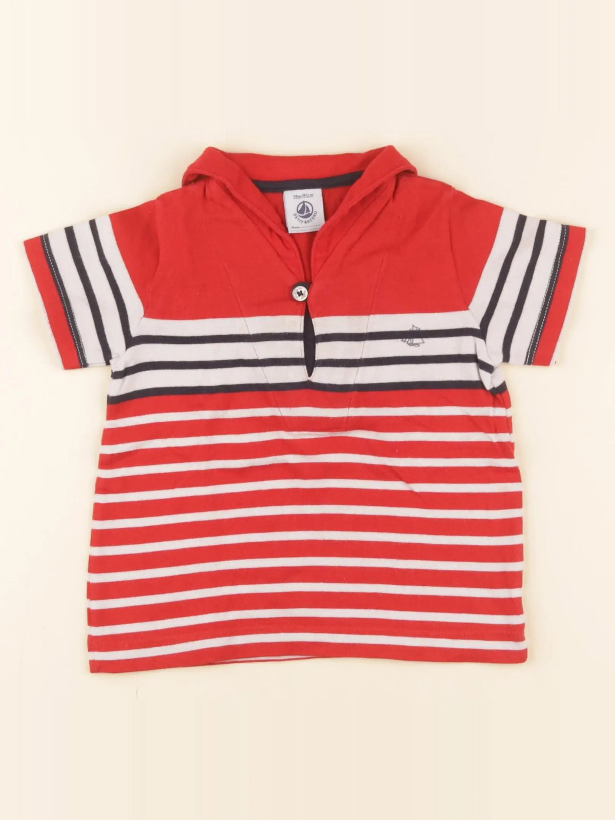 Petit Bateau - polo rouge - 18 mois