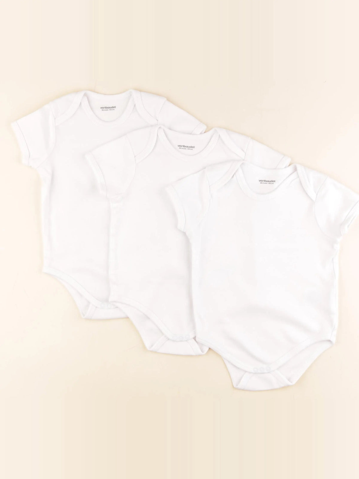 Vertbaudet - lot de 3 bodies en coton blanc - 36 mois