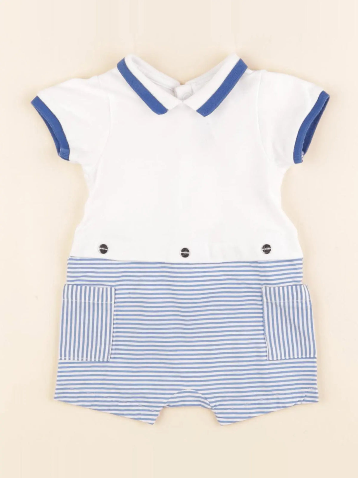 Jacadi - combinaison blanc, bleu - 3 mois