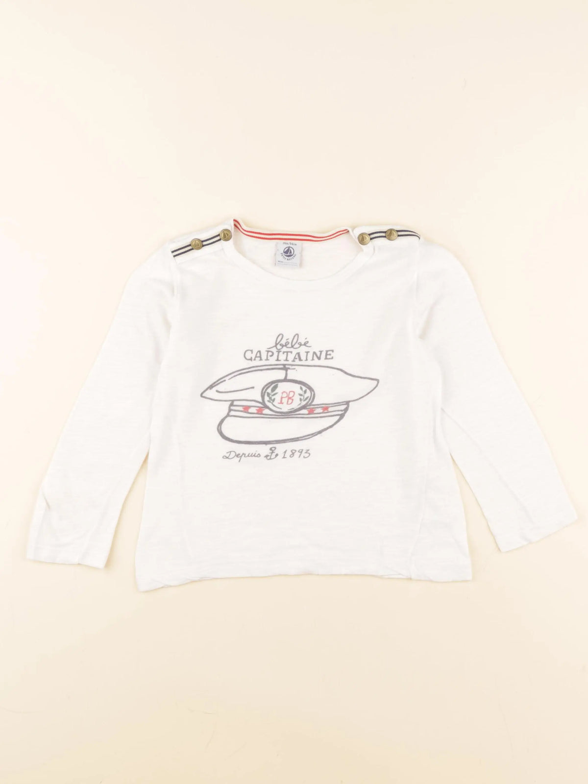 Petit Bateau - tee-shirt blanc - 36 mois