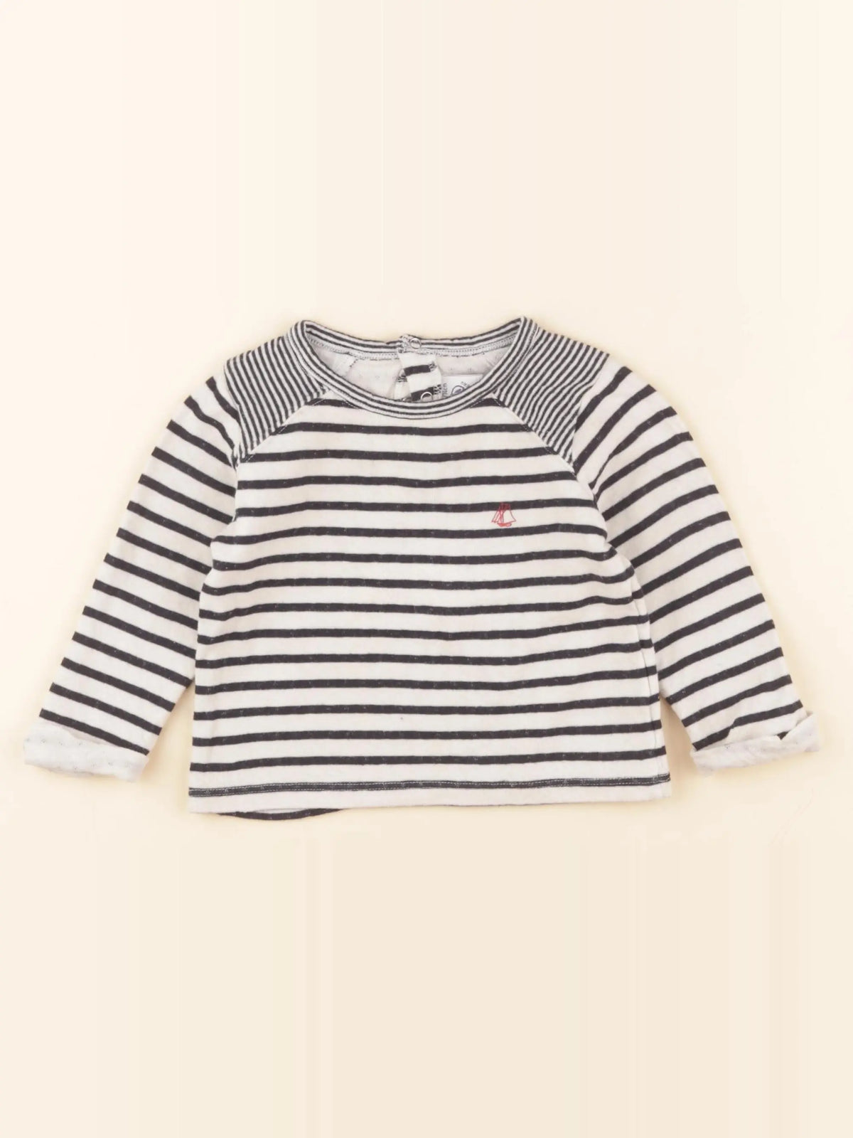 Petit Bateau - tee-shirt blanc, bleu - 12 mois
