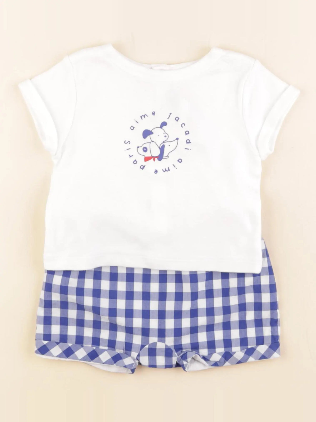 Jacadi - ensemble blanc, bleu - 12 mois