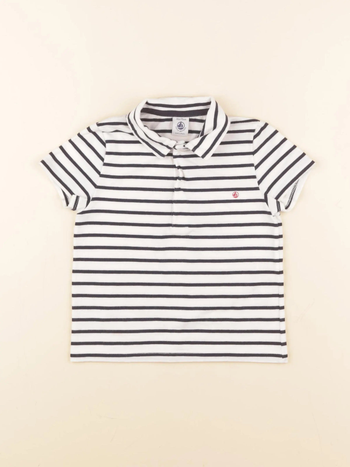 Petit Bateau - tee-shirt blanc, bleu - 36 mois